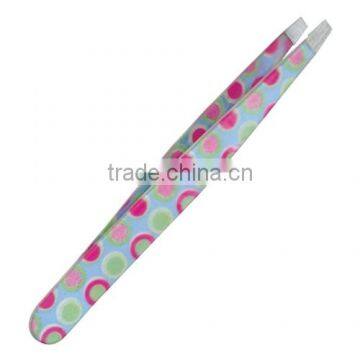 Eyebrow Tweezers Slant Style of Polka Dot Powder Coated