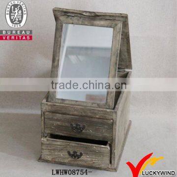 French farming style wood mirror jewellery cabinet