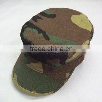 Flat top military camouflage hats and caps