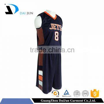 Daijun OEM high quality DK blue polyester wholesale best basketball jersey design