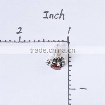 Garnet Heart Shape Cubic Zirconia Gemstone Silver Earring photo-6