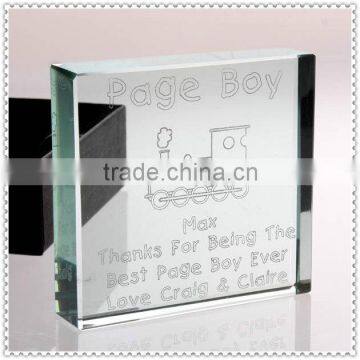 Cute Etched Glass Baby Block Gift For Full Month Souvenir