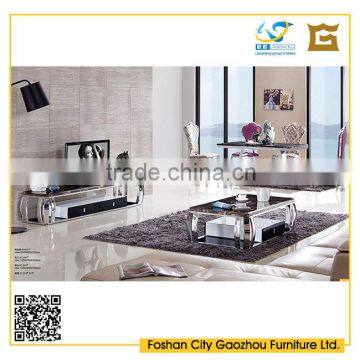 Modern metal frame living room furniture units with marble top design