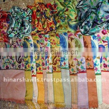 Silk wool printed shawls