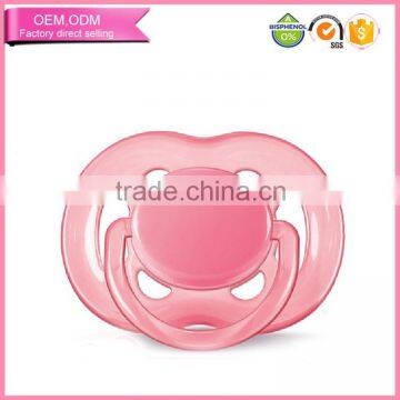 Export BPA free Classic pink silicone baby soother teething pacifier with cap