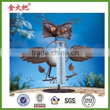 Owl Rain Gauge Metal Garden Decoration