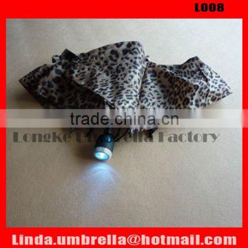 [L008] 3 folding umbrella with LED torch handle, LED umbrella