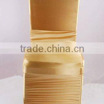 Polyester lycra metalic spandex gold ruffle chair cover hotel banquet wedding