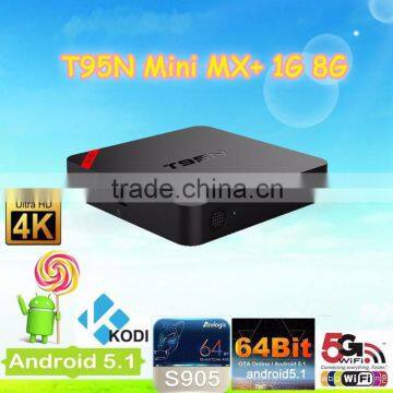 2016 FACTORY PRICE ! Kodi preinstalled T95N quad core android5.1 tv box