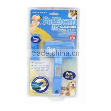 self cleaning grooming brush for cats&dogs with soft tips