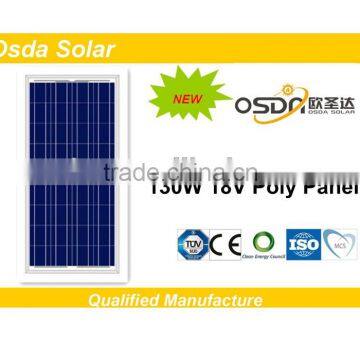 TUV MCS CEC certificated polycrystalline 130W solar panel