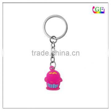 Plastic logo key ring cupcake silicon keychain