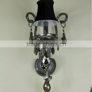 Smoke grey crystal wall lamp