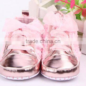 new arrival pink paillette bowknot cute fashion baby girls sports shoes