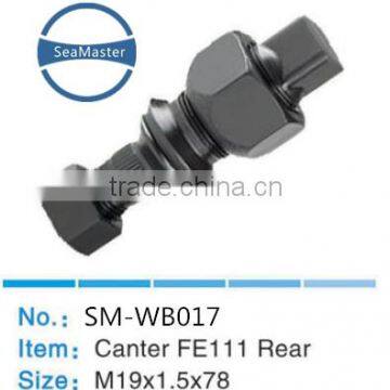 High strenth alloy wheel bolt with nut M19*1.5*78mm for trucks and autos