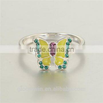Hot Sale Silver Ring Fancy Yellow Enamel Color Butterfly Custom Logo Silver 925 Cheap Rings photo-5