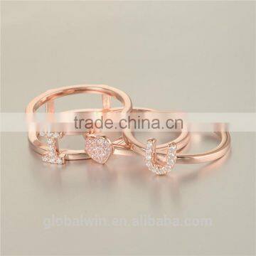 Latest Designs Gold Plated Finger Sex Letter I Love You Sterling Silver Ring With Clear Zircon photo-4