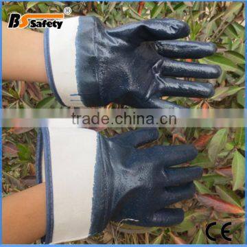 Full Coated Nitrile Dipped Interlock Liner Waterproof Glove with Safety Cuff