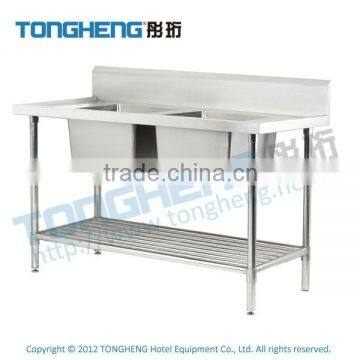 Stainless Steel restaurant kitchen double sink table