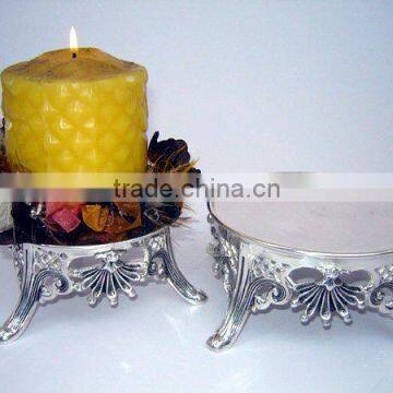 Brass EPNS silver plated pillar candle holder