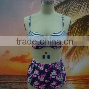 New fashion printed flower women hot sexy high waist bikini