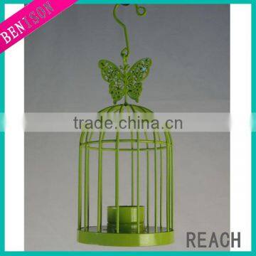 Green hanging decorative metal birdcage candle holder BS414-172