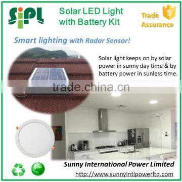 30 watt solar panel green power rechargeable solar led emergency light with radar sensor