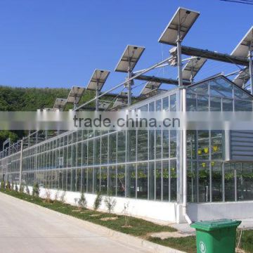 Glass Greenhouse Cover And Galvanized Steel Pipe Greenhouse Frame With Controller For Agricultural Planting