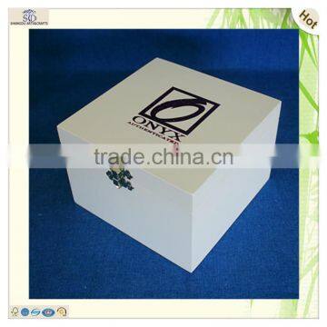 Gift Painted Square Lock Paulownia Wooden Box photo-2