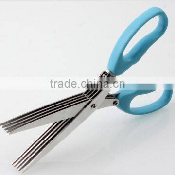CY145 Multipurpose 5-blade Herb Scissors w/ "Longfinger" Cleaning Brush | Time-Saving Kitchen Shears Chop Herbs Fast