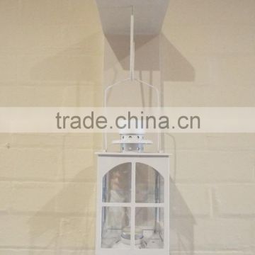 White Wood Hanging Lanterns For Candle