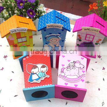Children Prizes for Cartoon Colorful Custom Wood Money Saving Box photo-3