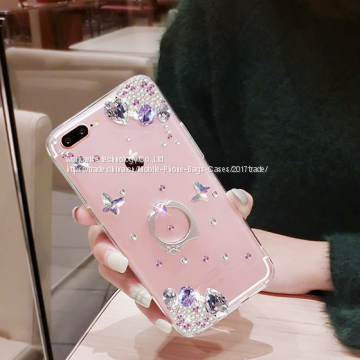 Silicone Cell Phone Case Diamond Mobile Phone Cases for IPhone7/7Plus/6/6s/6plus/6splus Tpu Soft Case With Ring Holder photo-4