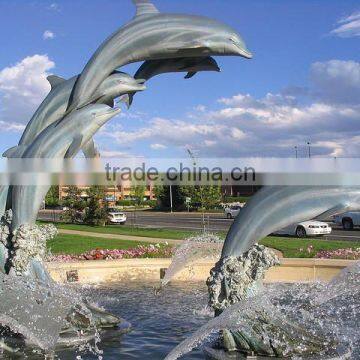 dolphins group water bronze fountain