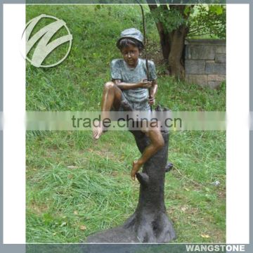 Europe Regional Feature Bronze Fishing Boy Garden Sculpture