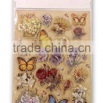 Butterfly & Rose Design Sticker in Colors, 3D Popular Design Decorative Glitter Sticker With Gems/Rhinestone photo-2