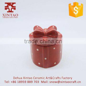 Red ceramic Hand-paint Flowers Luxury Jewelry Box With knots