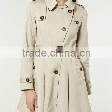 12C004 hot selling lady fashion cotton twill coat