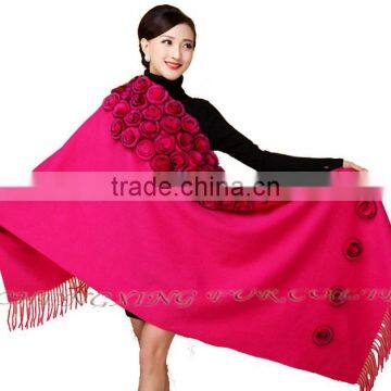 CX-B-P-37B Genuine Rabbit Fur Flower 2015 New Women Shawl photo-2