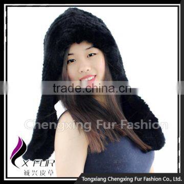 CX-C-243C Women Fur Hooded Scarf Winter Fur Hat Earmuff Fur Hat photo-3