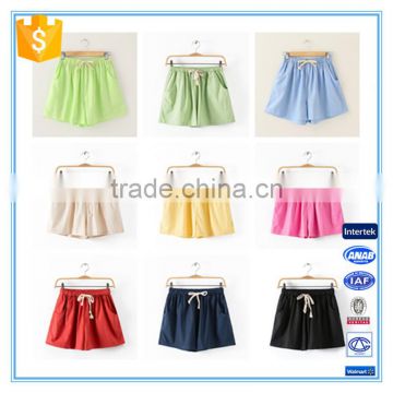 Wholesale Women Summer Beach Girl Cotton Linen Shorts 15 Colors Plus Size