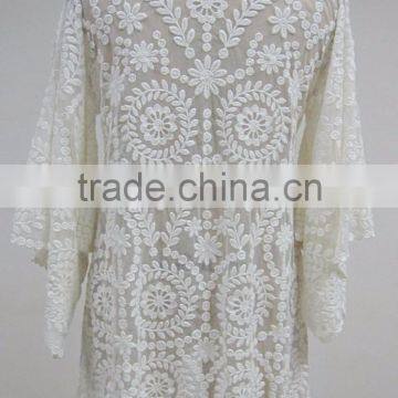 Latest Western Ladies Embroidered Lace Summer Beach Kaftan photo-2