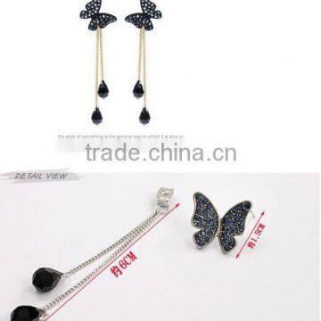 South Korean Butterfly Design Earrings for Girls,long Tassels Crystal Stud Earring photo-2