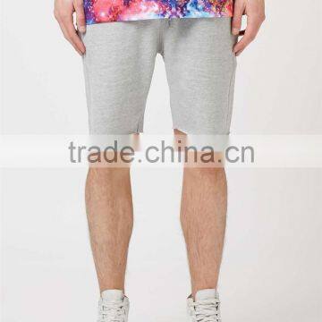 MGOO Hot Sale Raw Hem Sport Shorts Mens French Terry Cotton Shorts Plain Side Pockets Sweat Pants photo-3