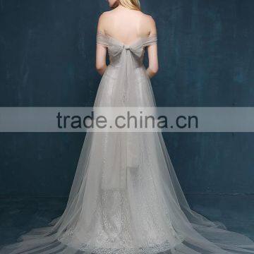 MGOO Long Grey Evening Dresses 2016 New Custom Prom Criss Cross Wonderland Tulle Party Dresses 2253 photo-2