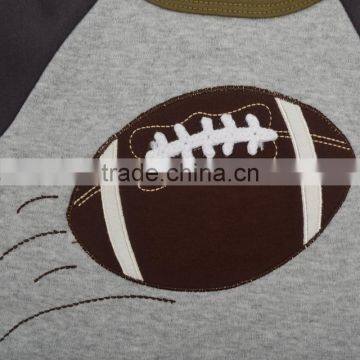 Cute Rugby Applique Boy's Romper Jumpsuits Organic Knit Baby Romper photo-4