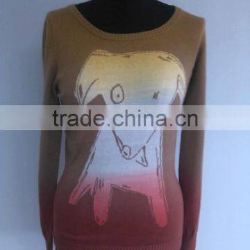 Longsleeve intarsia girls pullover sweater