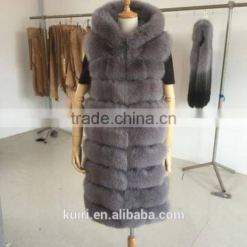 Real Fox Fur Vest Women 2015 Winter New Fashion Slims Medium Long Genuine Natural Mink Fur Vests Female Casacos Mex Fur Poncho photo-4