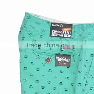 Twill Washed Out Classic Loose Green Chino Shorts For Men photo-6