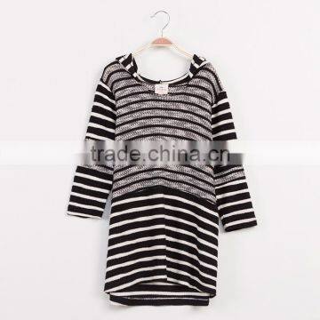 S32446W Spring Fashion Elegant Girls Sweaters Teenager Knitted Striped Kids Pullovers Tops photo-3